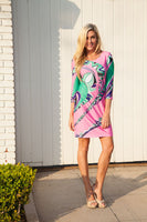 Pink & Green Printed Dress